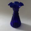 Fenton Blue Cobalt Ruffled Top Wheat Vase – 1980’s