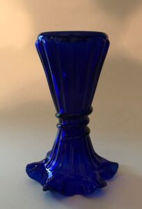 Fenton Blue Cobalt Ruffled Top Wheat Vase – 1980’s