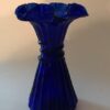 Fenton Blue Cobalt Ruffled Top Wheat Vase – 1980’s