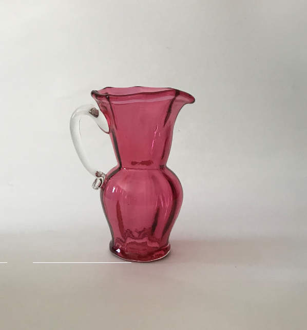 Small Vintage Hand Blown Ribbed Textured Clear Glass Serving Pitcher, -  Ruby Lane