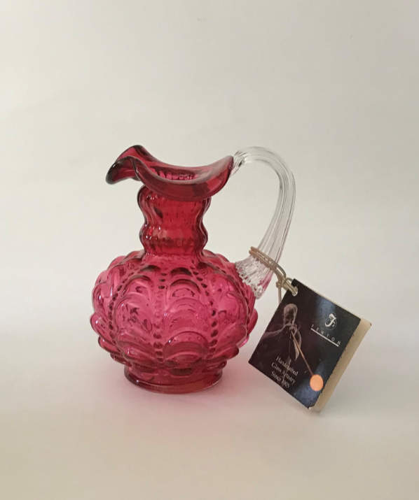 Large Fenton Coin Dot Ruby Overlay 2qt Pitcher 