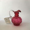 Fenton Ruby Overlay Clear Handle Beaded Drape Design Jug-Pitcher with Authentic Tag