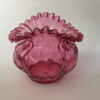 Fenton Crimped Ruffle Rim Melon Design Cranberry Glass Vase