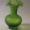 Fenton Double Crimped Art Glass Emerald Springtime Green Hobnail Vase