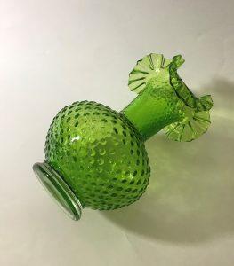 Fenton Double Crimped Art Glass Emerald Springtime Green Hobnail Vase