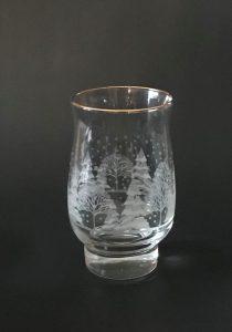 Candle Holder Etched Winter Scene