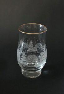 Candle Holder Etched Winter Scene