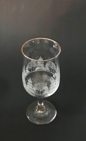 Long Stem Glasses Etched Winter Scene